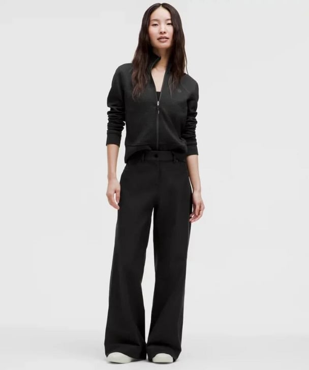 woman wearing wide leg lululemon tracksuit