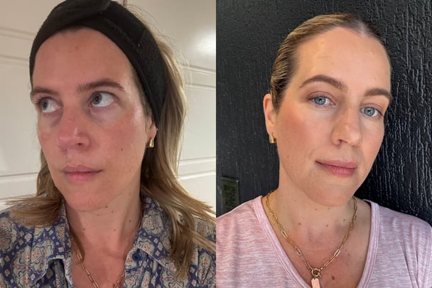 before and after make up selfies