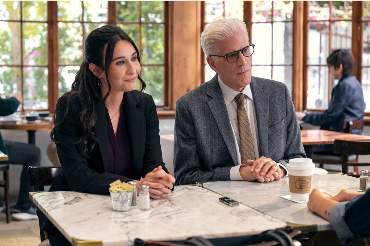  Julie (Lilah Richcreek Estrada) and Charles (Ted Danson) in Man on the Inside.
