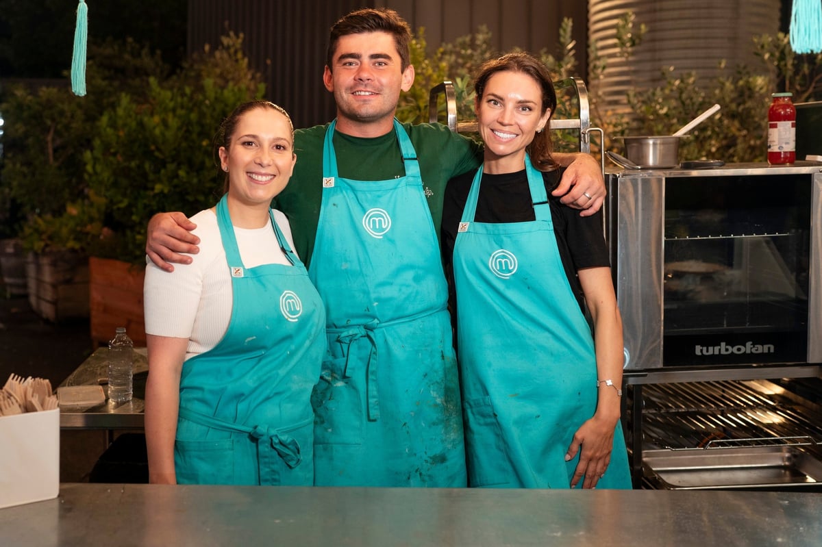 Fellow MasterChef contestant Laura Sharrad with Declan Cleary and Sarah Todd.