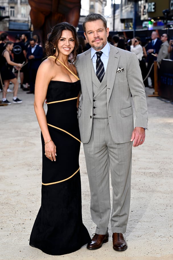 Luciana Damon and Matt Damon attend the world premiere of