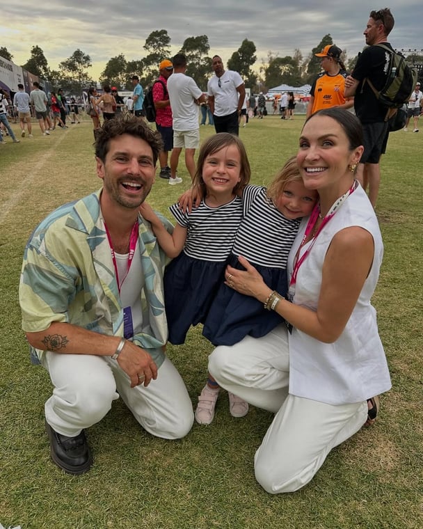 Matty J and Laura Byrne with their daughters.