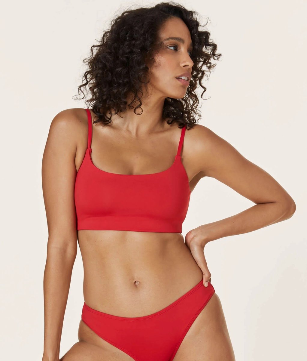 bikini top and low rise bottom in red from Andie Swim