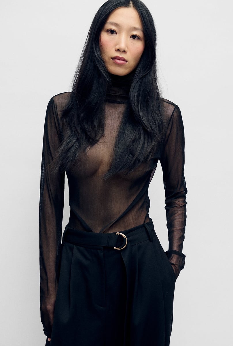 Silk Laundry Mesh Turtleneck.