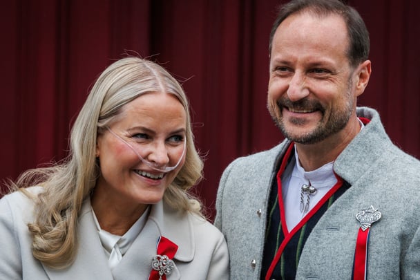 Crown Princess Mette Marit of Norway (L) and Crown Prince Haakon of Norway.