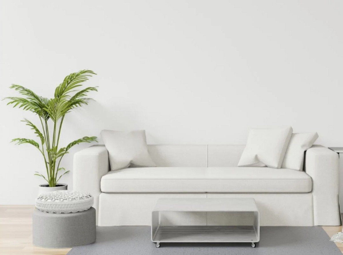 minimalist white living room all white 