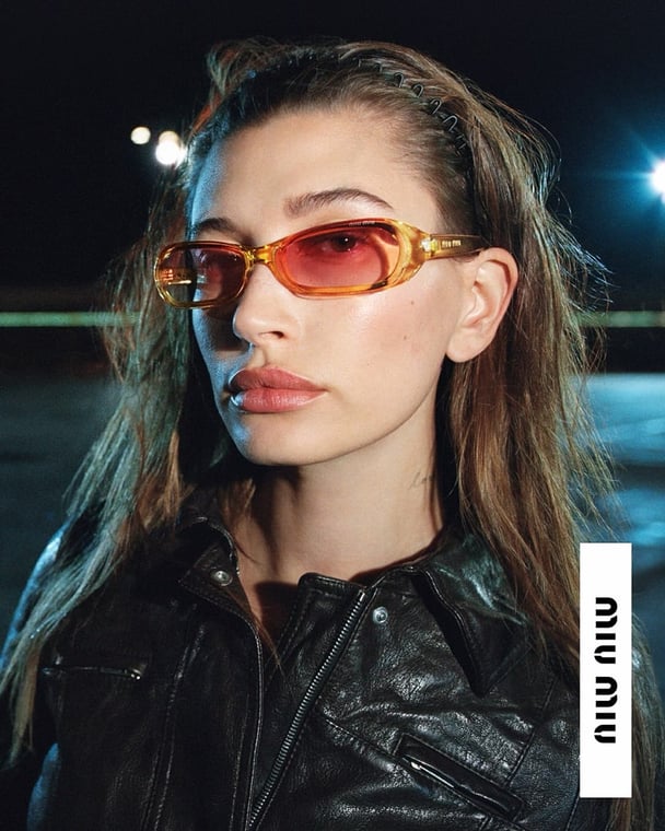 Hailey Bieber photographed by Zoe Ghertner for Miu Miu.