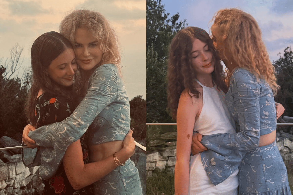 Nicole Kidman smiles in two photos with her daughters Sunday and Faith.