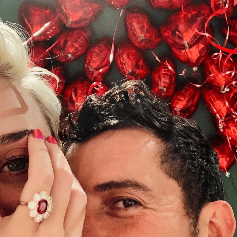 Katy Perry and Orlando Bloom announcing their engagement.