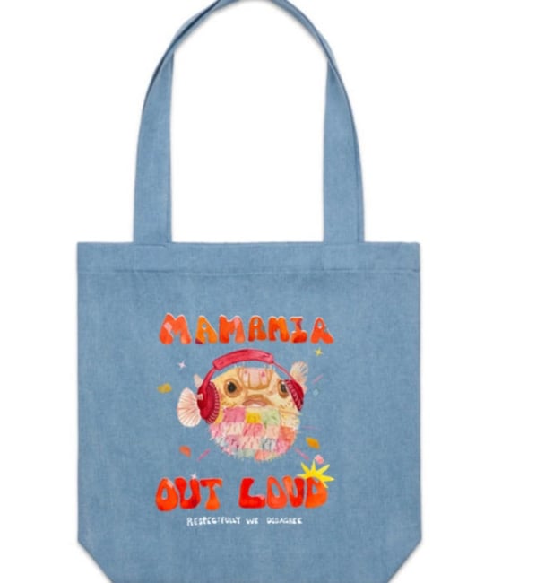 mamamia outloud merch pufferfish tote bag