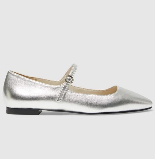 metalic silver mary jane shoe
