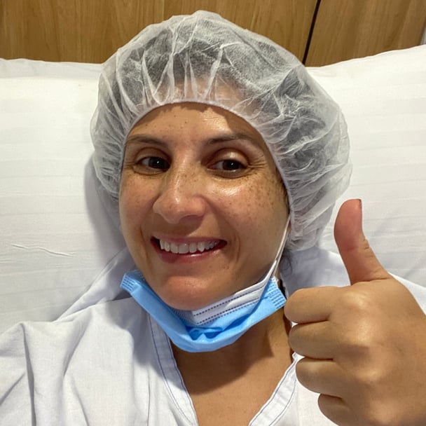 Pegah in hospital for an IVF cycle. Image: Supplied.