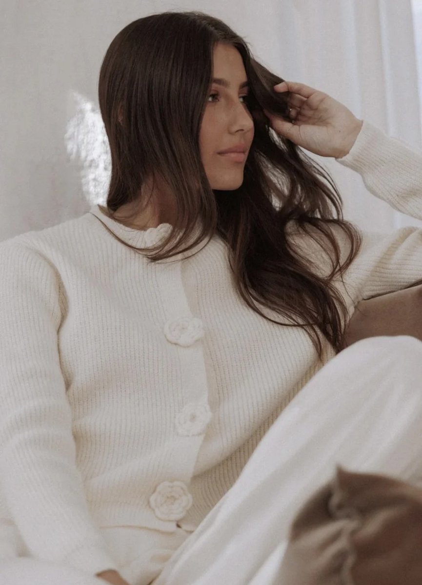 cream jumper with floral detail from Petal adn Pup
