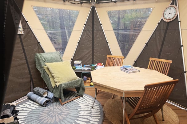 Cozy reading room at the camp.