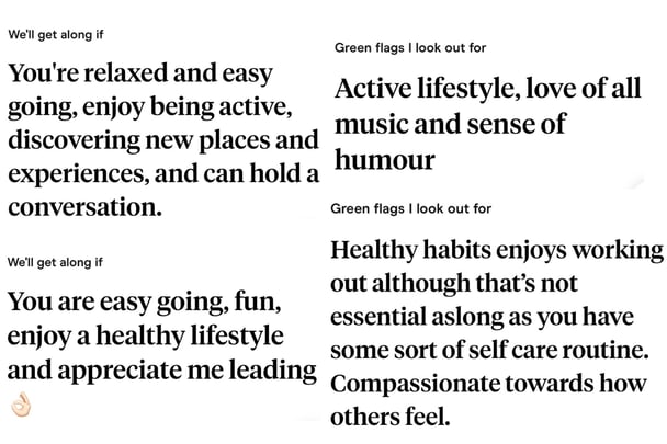red flag dating language from Hinge profiles
