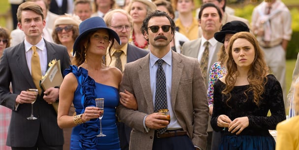 Main character Declan with his wife and daughter in episode 1 of Rivals..