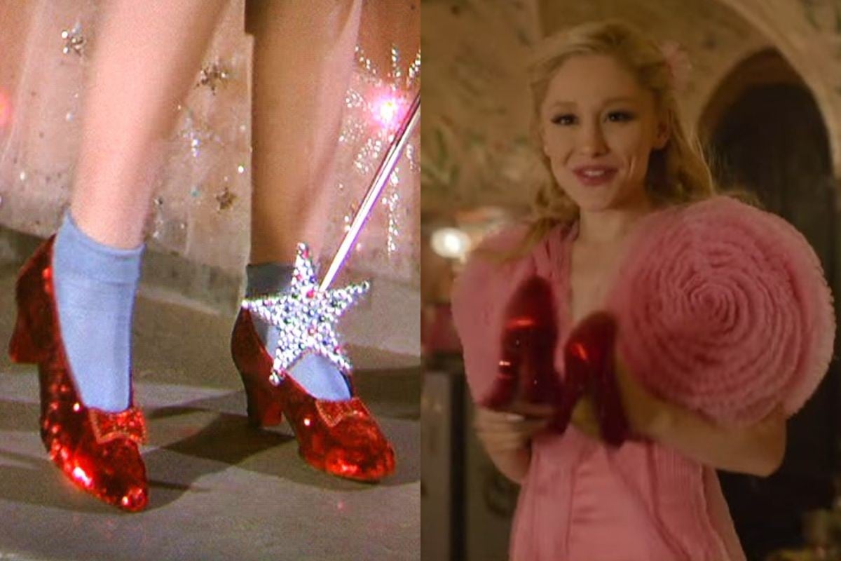 The Ruby Slippers in The Wizard of Oz vs their cameo in Popular in Wicked.