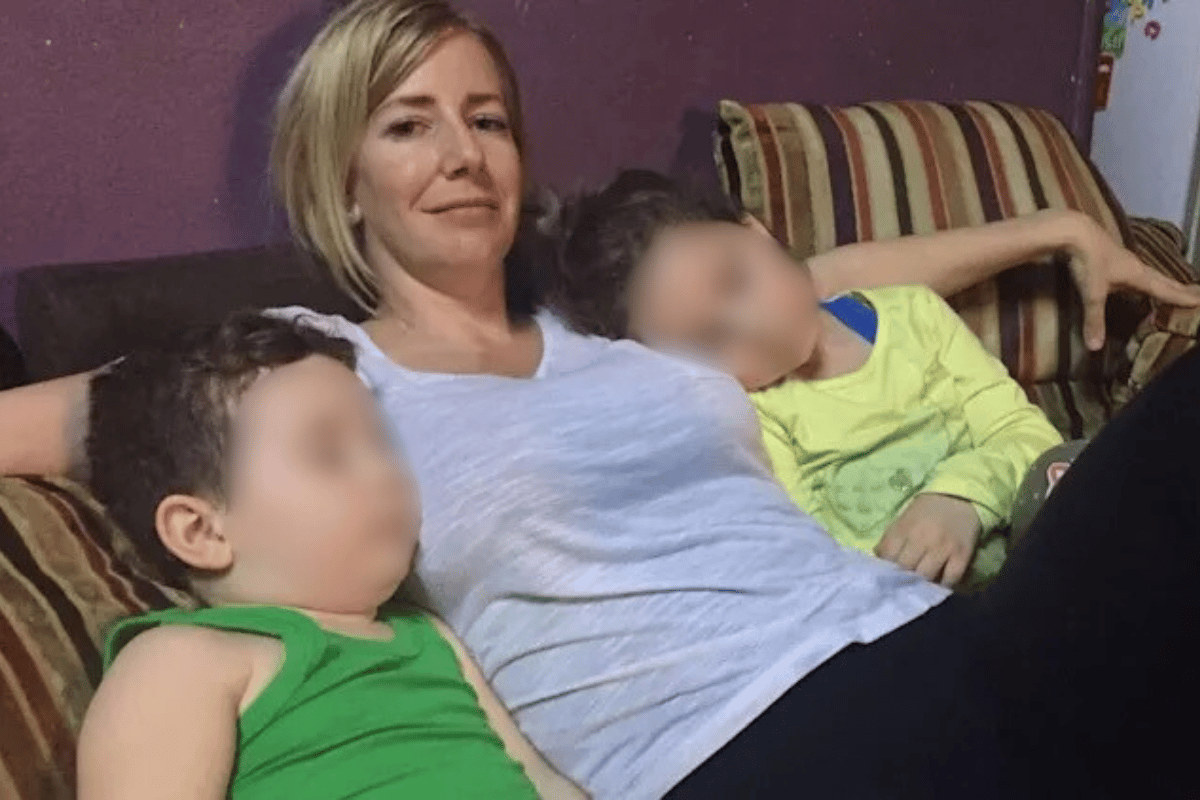 Sally Faulkner with her children in Beirut.