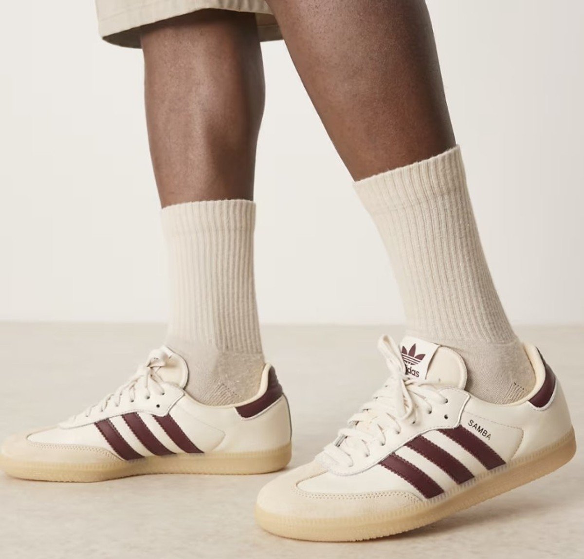 adidas sambas in brown and cream 
