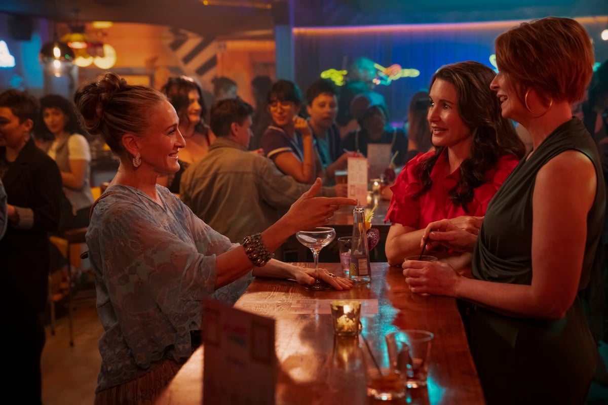 Sarah Jessica Parker, Kristin Davis, Cynthia Nixon in And Just Like That… season 3 on Max. Image: Max 