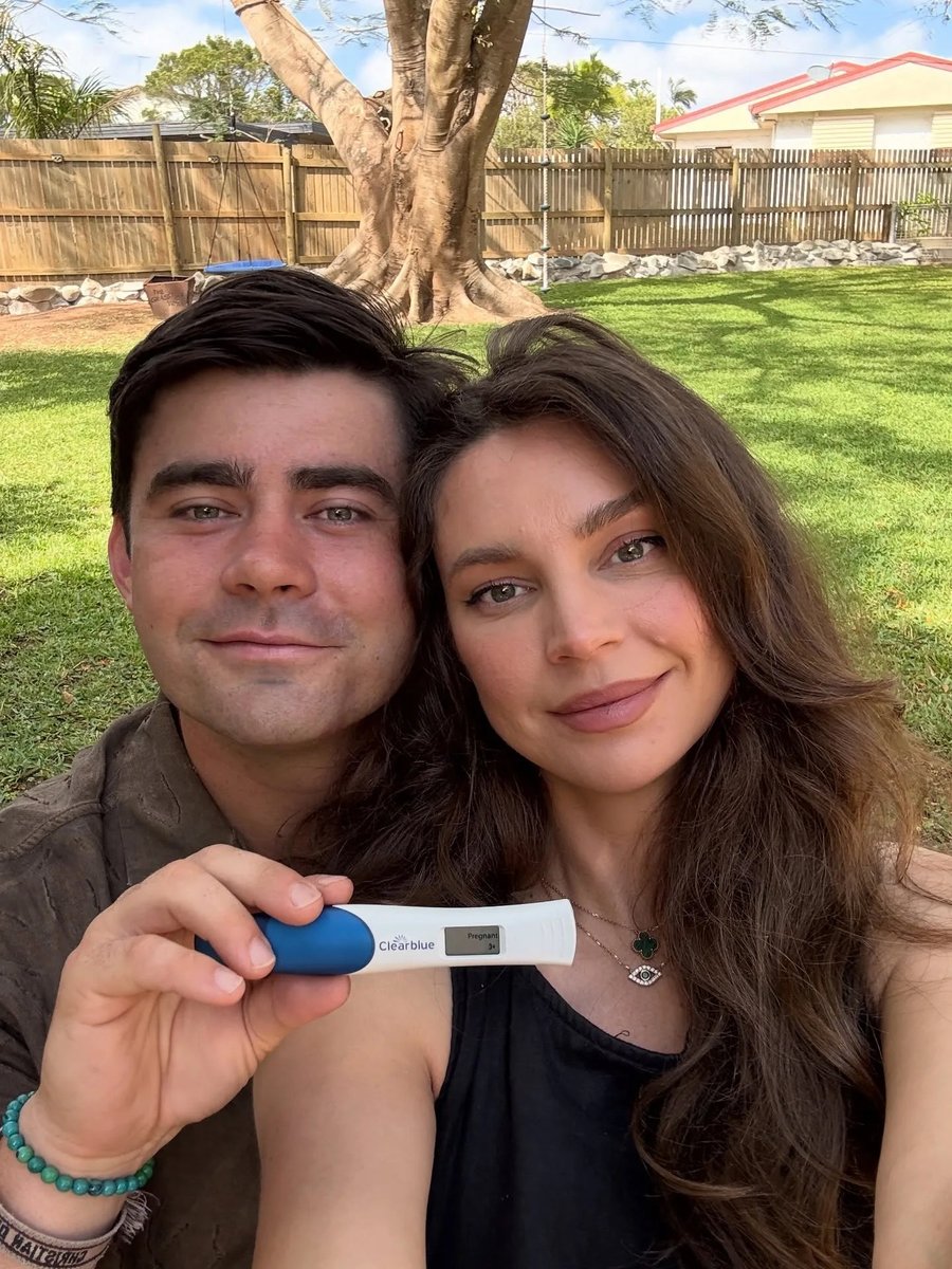 MasterChef's Declan Cleary and Sarah Todd show a positive pregnancy test.