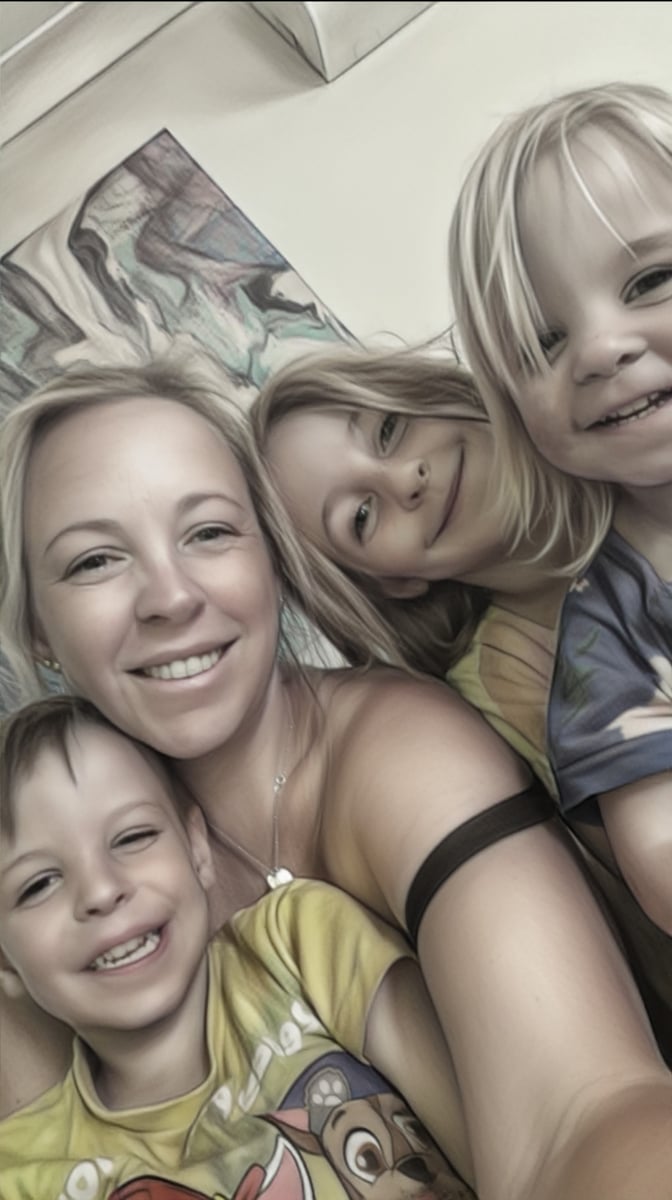 Sara with Leo and his siblings.