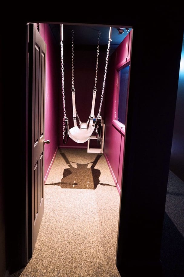 Inside of a swingers club.