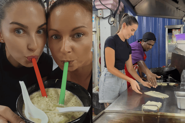 Two women in Kuala Lumpur on a walking food tour.