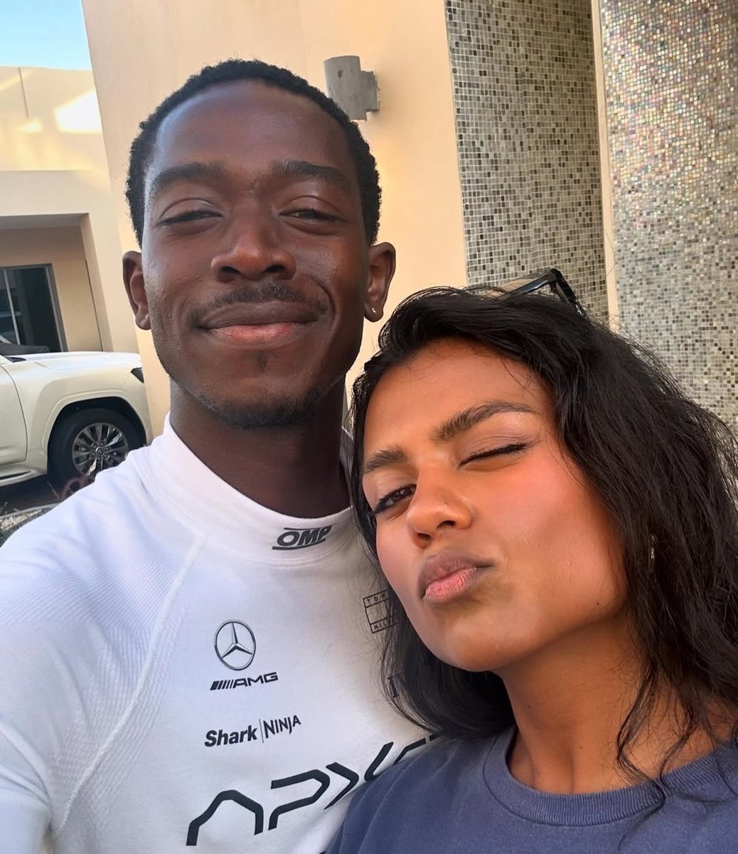 Simone Ashley and Damson Idris on the set of F1.