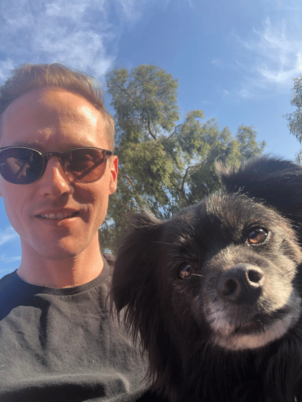 Simon Mummé and his dog.