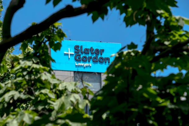 A Slater and Gordon billboard is seen outside their office in Melbourne.