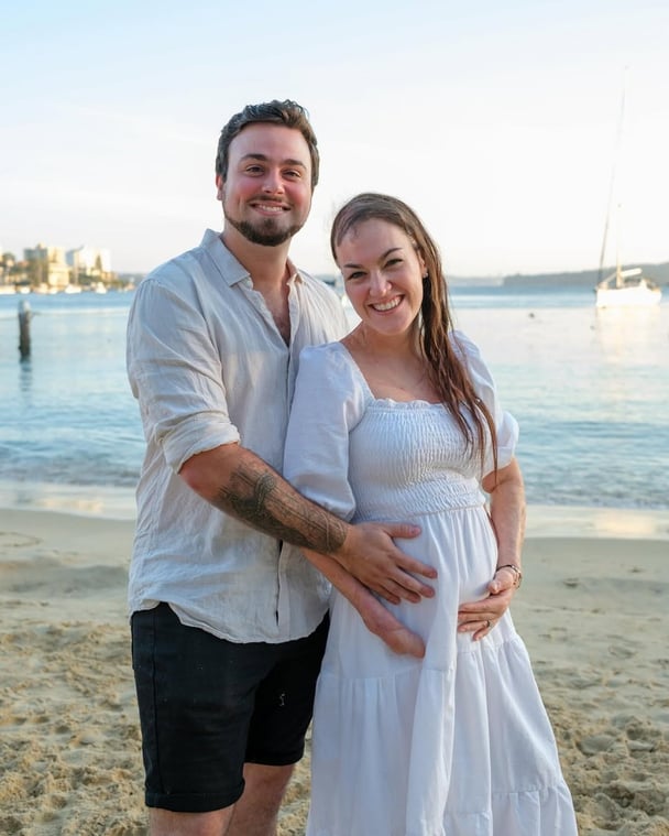 Joseph Salerno and Sophie show off her baby bump