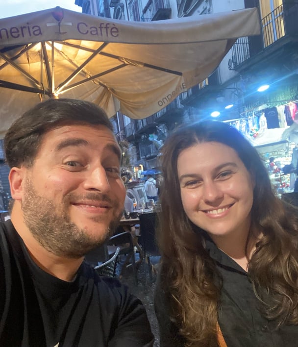 Adam and Sophie on a trip to Italy.