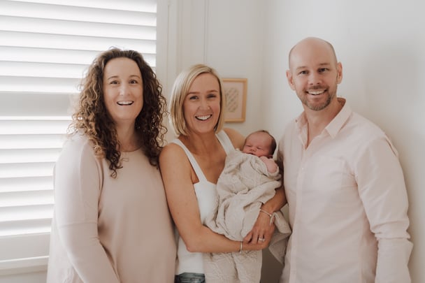 Julie, Trudy and Tom with little Lily, who was conceived via surrogacy. 