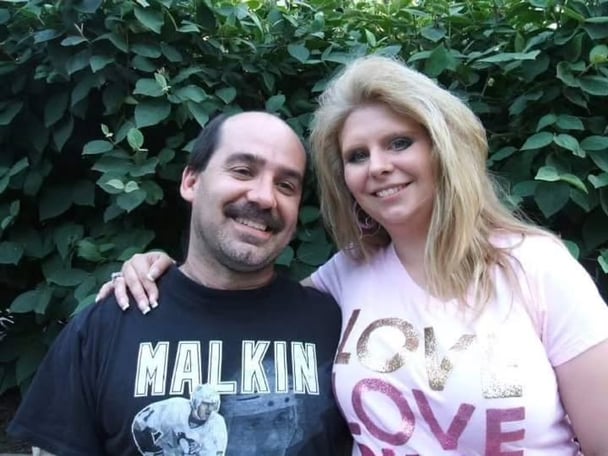 Tanya Kach, who was held captive by her school security guard for 10 years, and her husband, Karl.