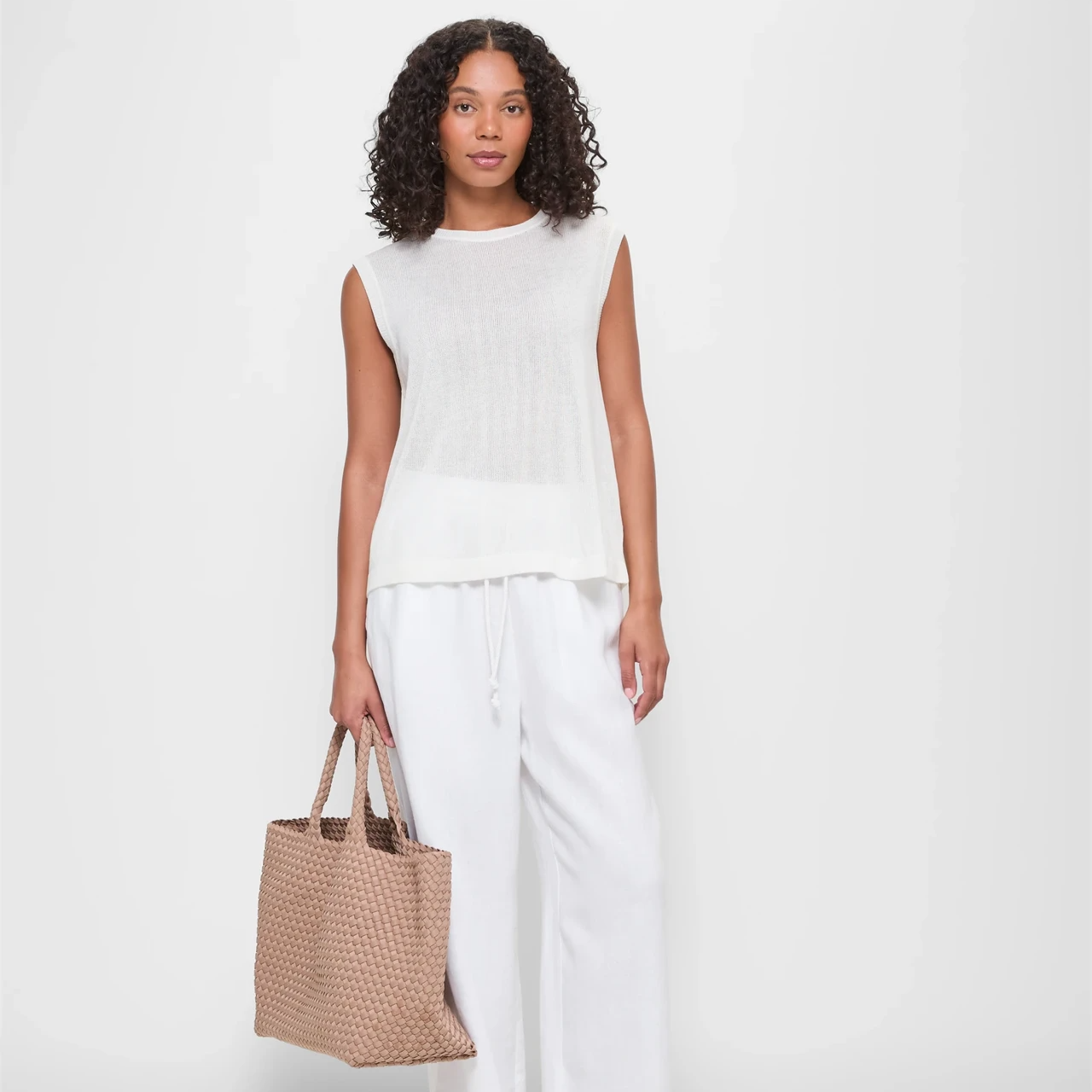 woman wearing Target sleeveless knitted tank