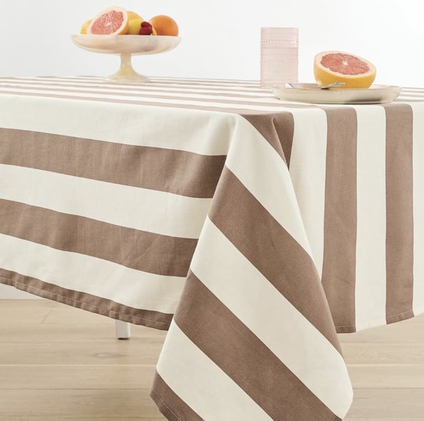 Brown stripe table cloth from Target