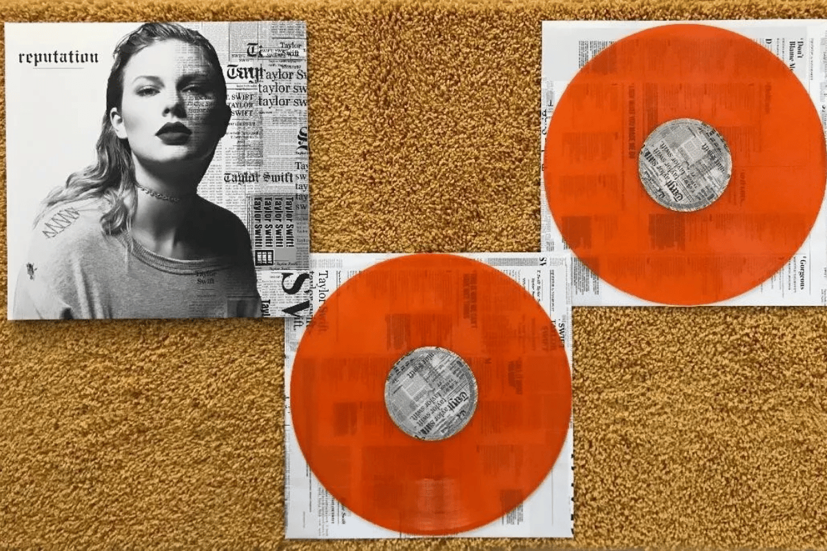 Reputation orange vinyls by Taylor Swift.