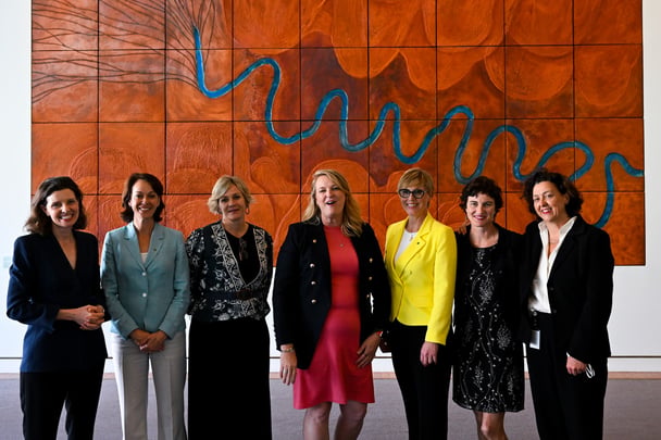 Teal independents Allegra Spender, Sophie Scamps, Zali Steggall, Kylea Tink, Zoe Daniel, Kate Chaney and Monique Ryan.