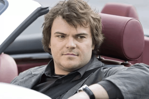 Miles in his car in The Holiday movie, played by Jack Black.
