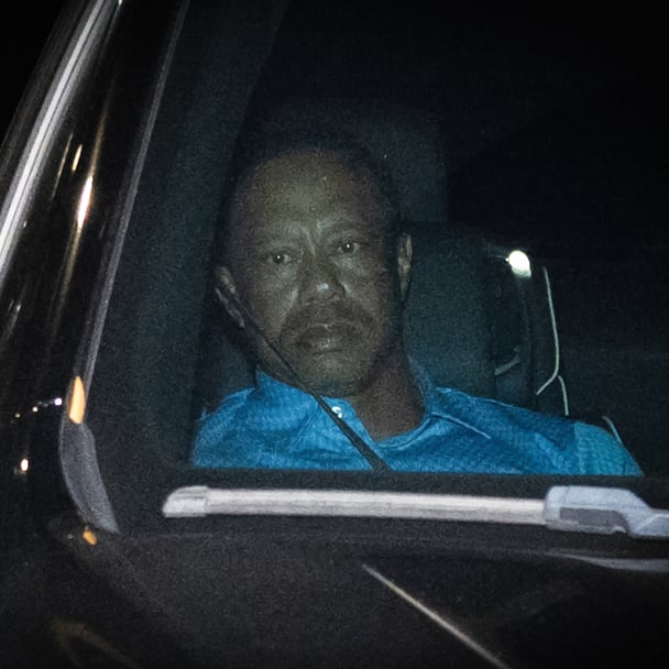 Tiger Woods pictured in a car leaving Martin County Jail after his arrest on March 27 2026.