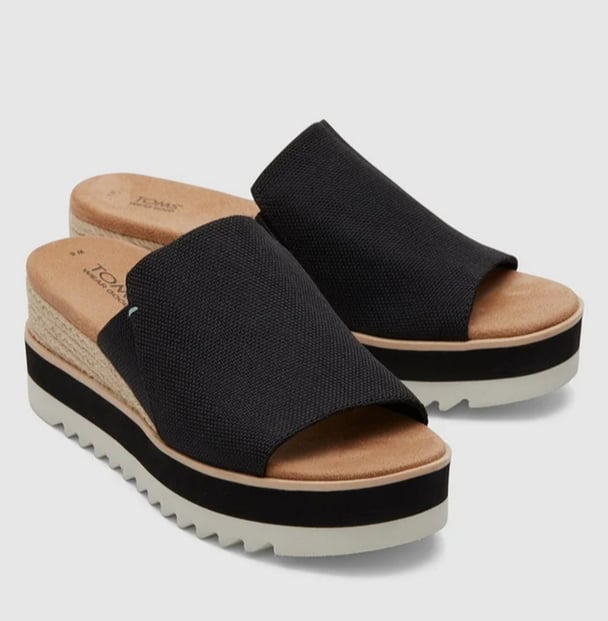 Diana Mule Sandal - Wide Fit black with a wedge