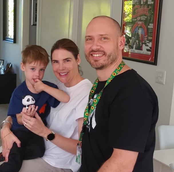 An image of Tracey Jewel and her husband Nathan Constable and son Frankie who is neurodivergent.