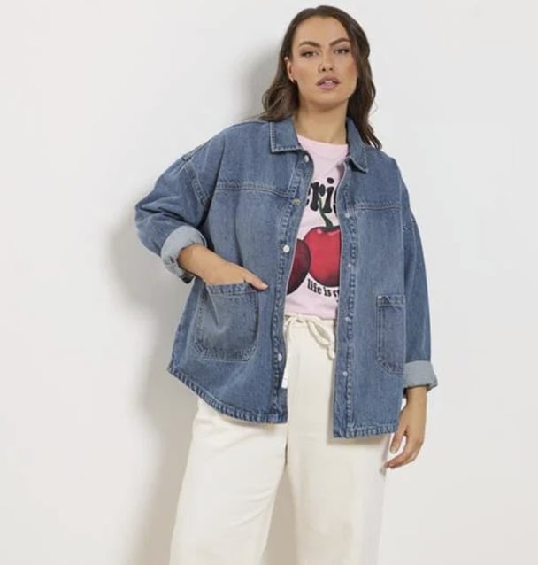 YOURS Curve Blue Denim Shacket