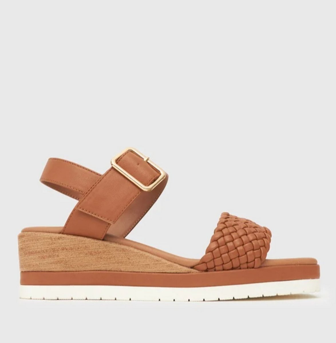 Wider Fit Kenzie Vegan Low Wedge Sandals in latte